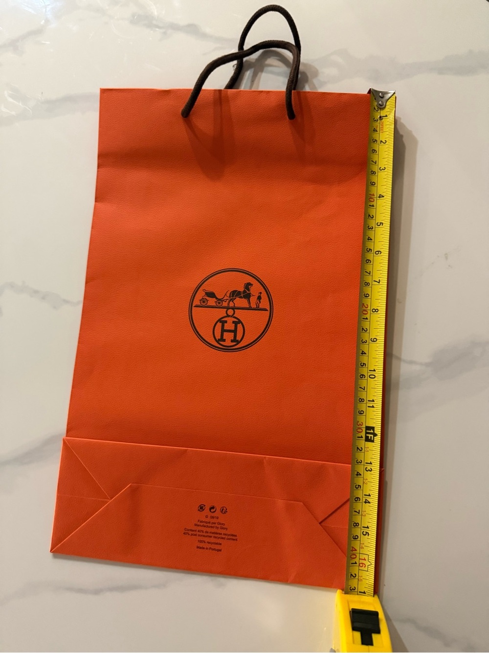 Hermes Orange Logo Gift Bag with Rope Handles